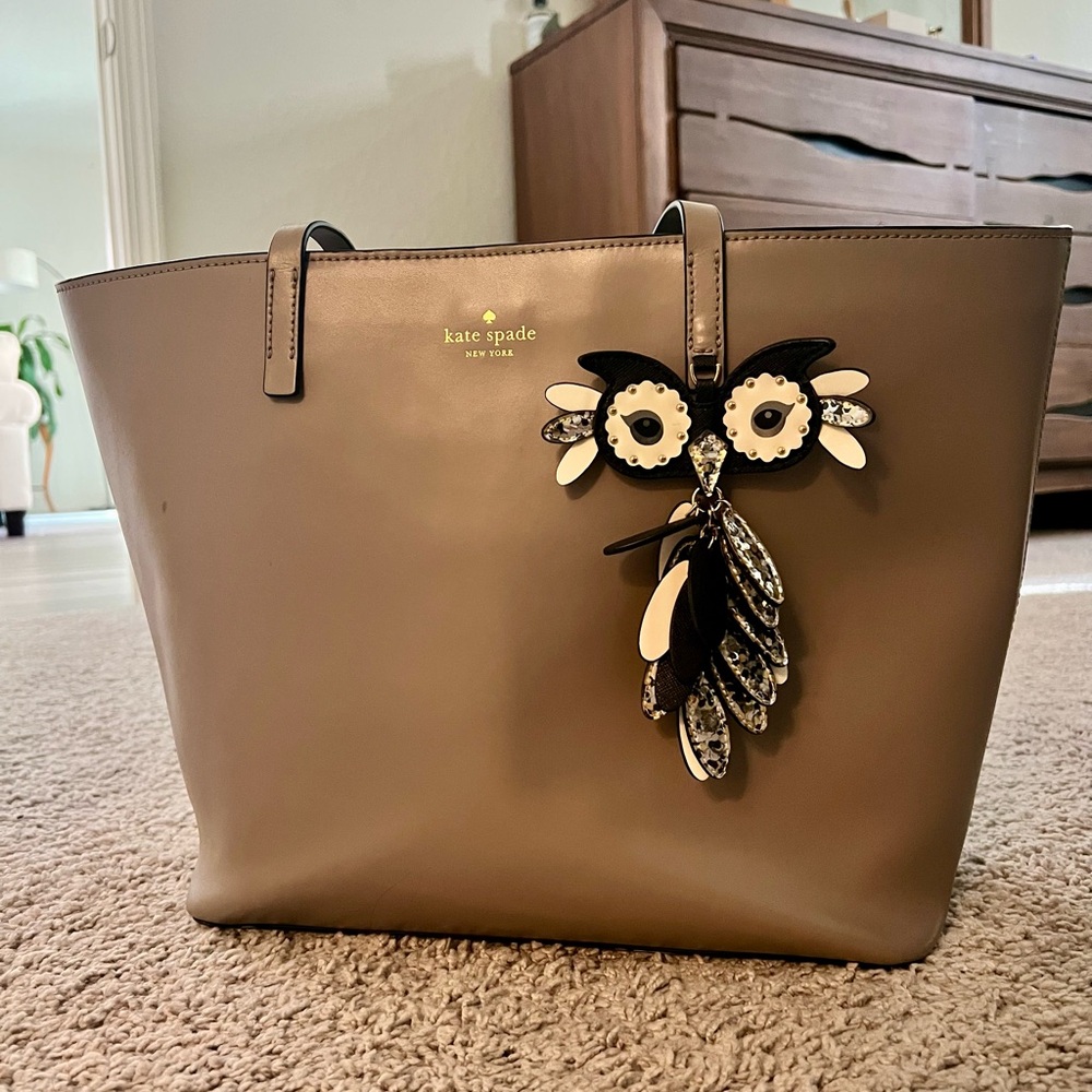Kate Spade Brown Owl Embellished Tote Bag